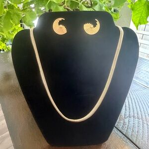 Gold-Tone Hoop Earrings and Snake Chain Necklace Set